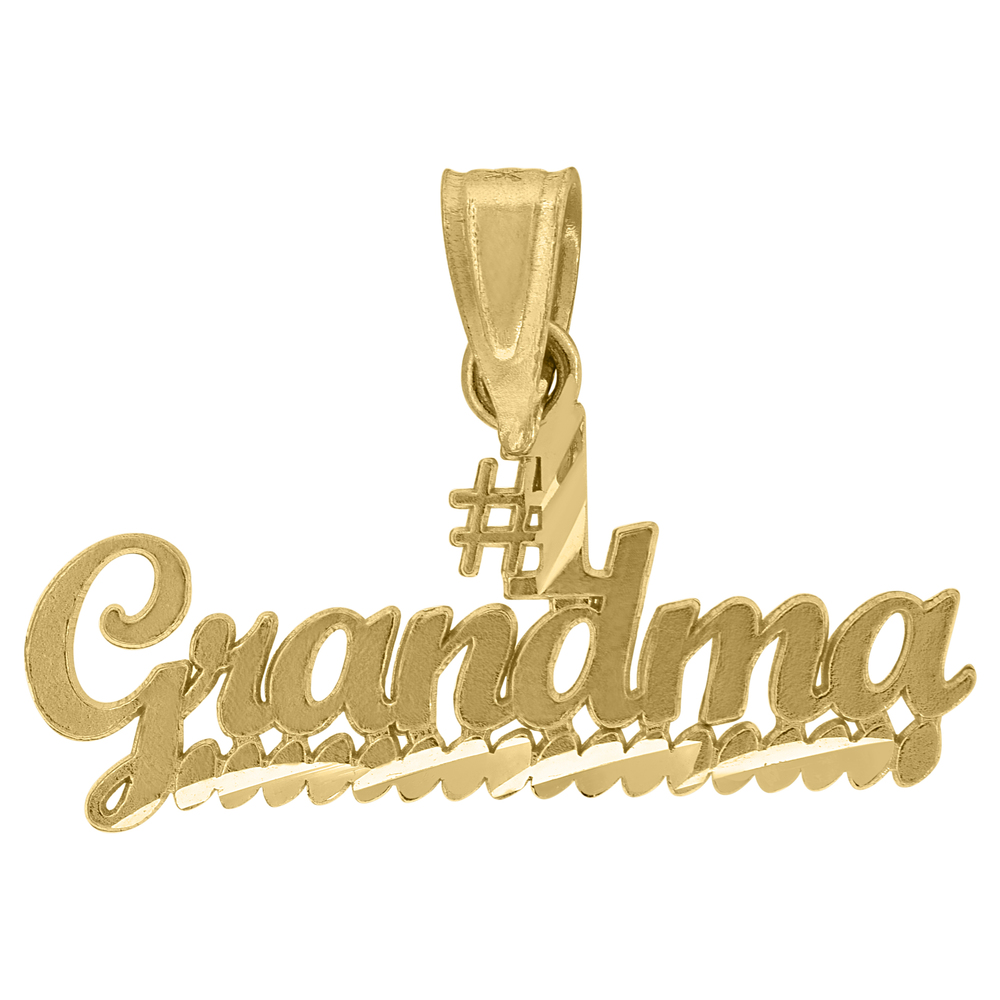 10kt 10k Yellow Gold Womens No. 1 Grandma Letters & Words Charm Pendant
